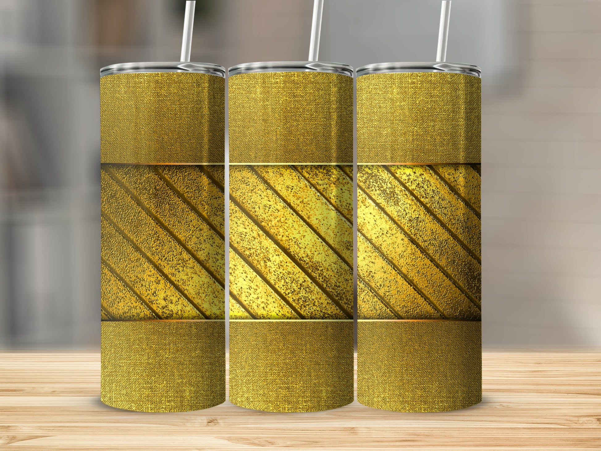Textured Gold Diagonal Stripe Glitter Tumbler Product Type