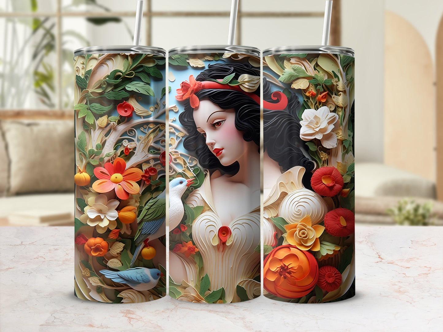 Beautifully Designed Floral and Woman Art Travel Tumbler