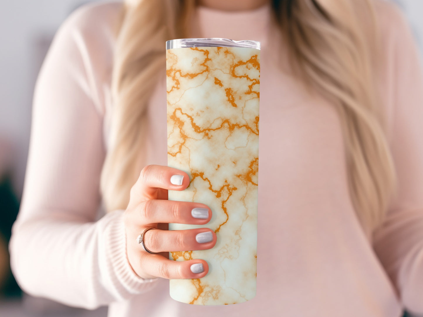 Orange Vein Marble Effect Background Abstract Tumblers