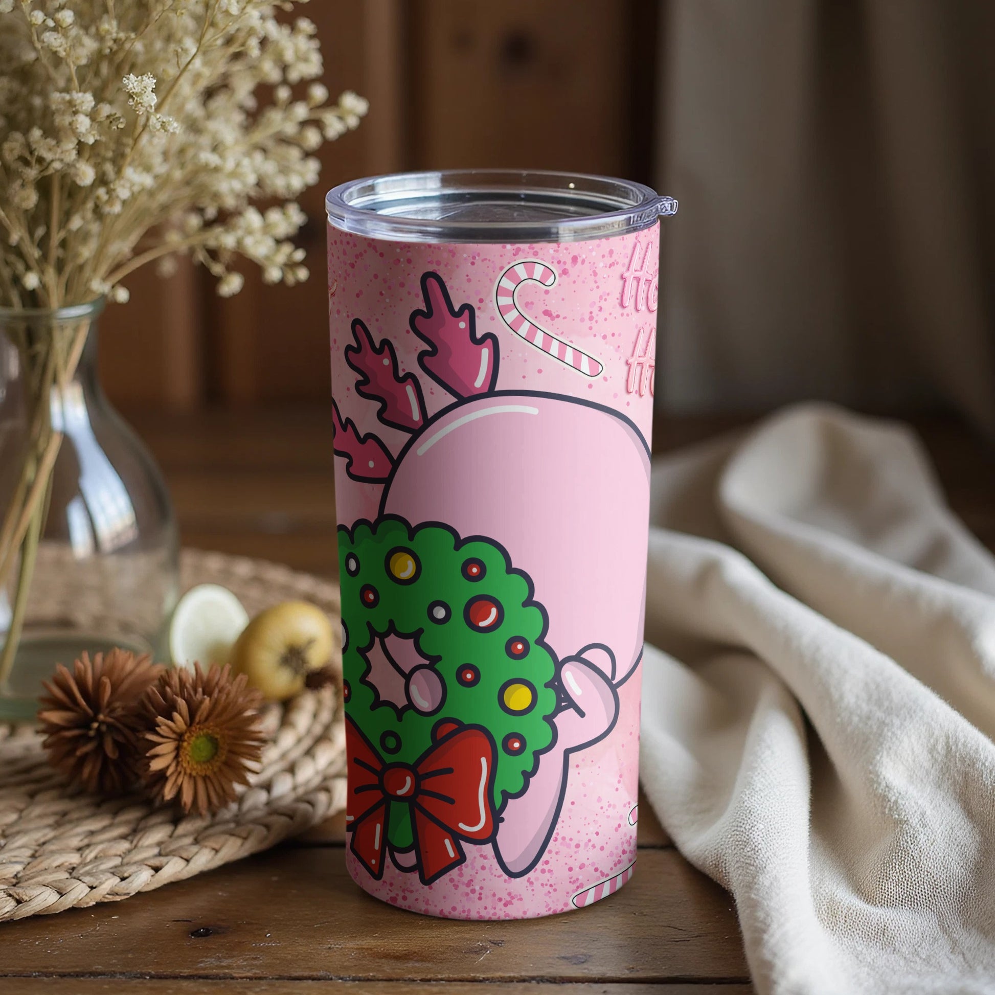 Festive Christmas Holiday Reindeer Insulated Tumbler