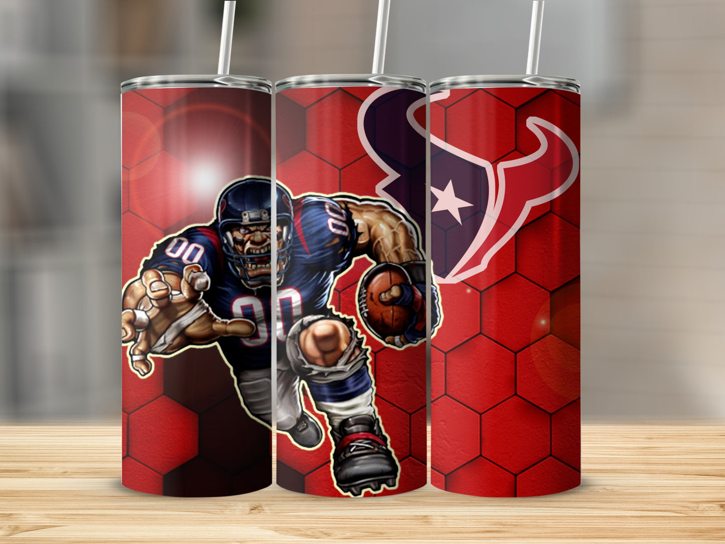 Houston Texans Monster Football Player With Logo Tumblers