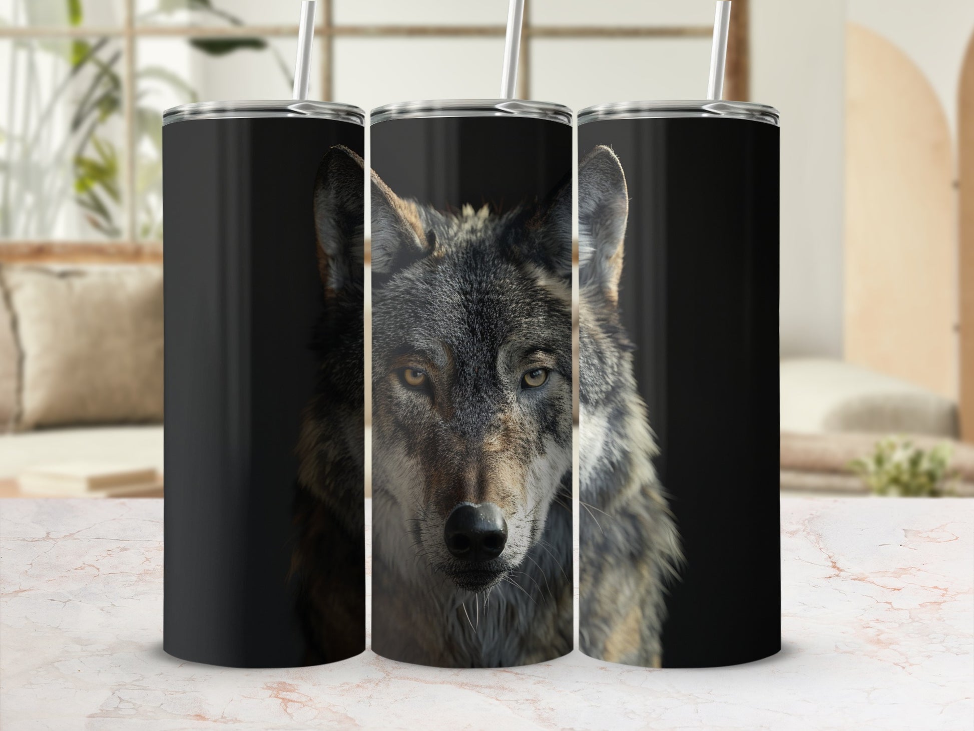 Majestic Wild Wolf Portrait Animal Art Design Tumbler product type