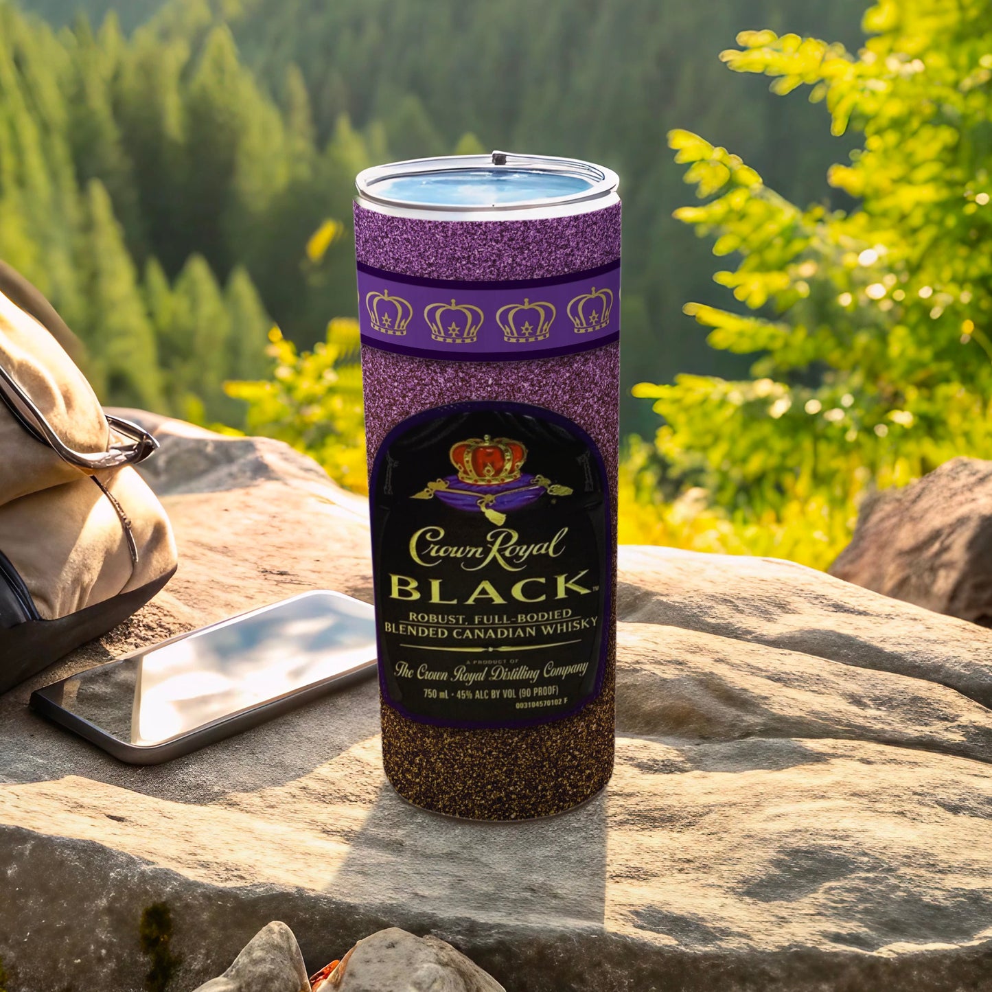 Crown Royal Black Design Purple Gold Glitter Tumbler product type