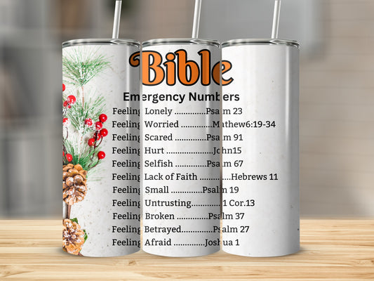Bible Emergency Numbers Insulated Tumbler Cup