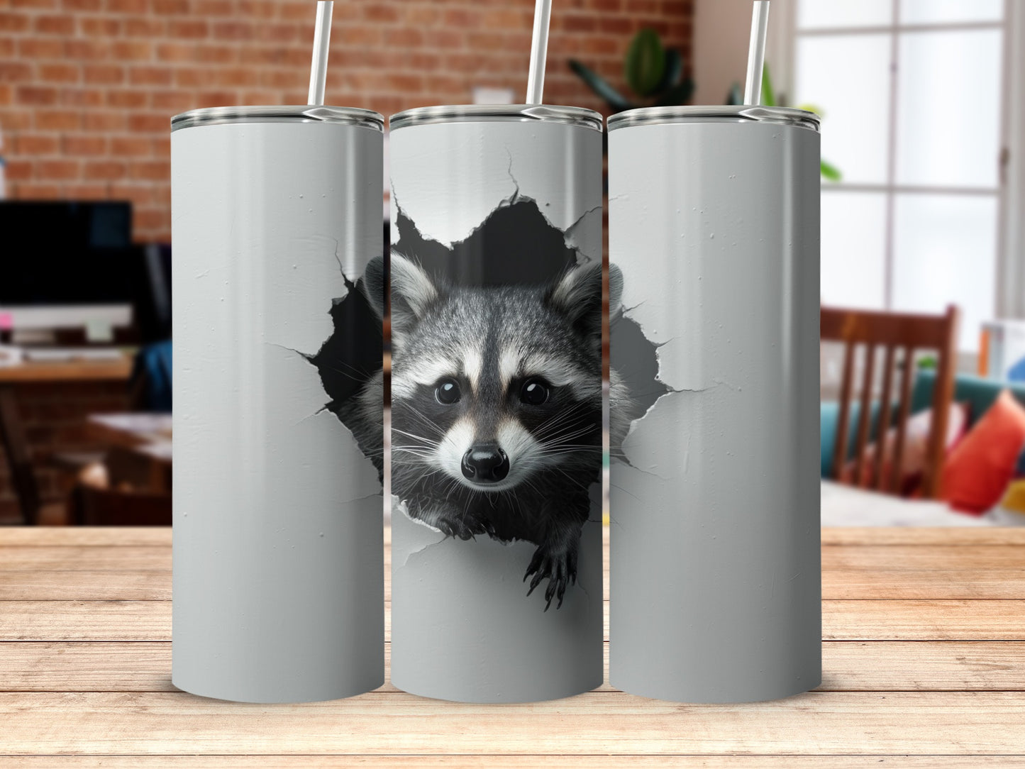 Cute Raccoon Peeking Hole Tumbler Design Funny product type