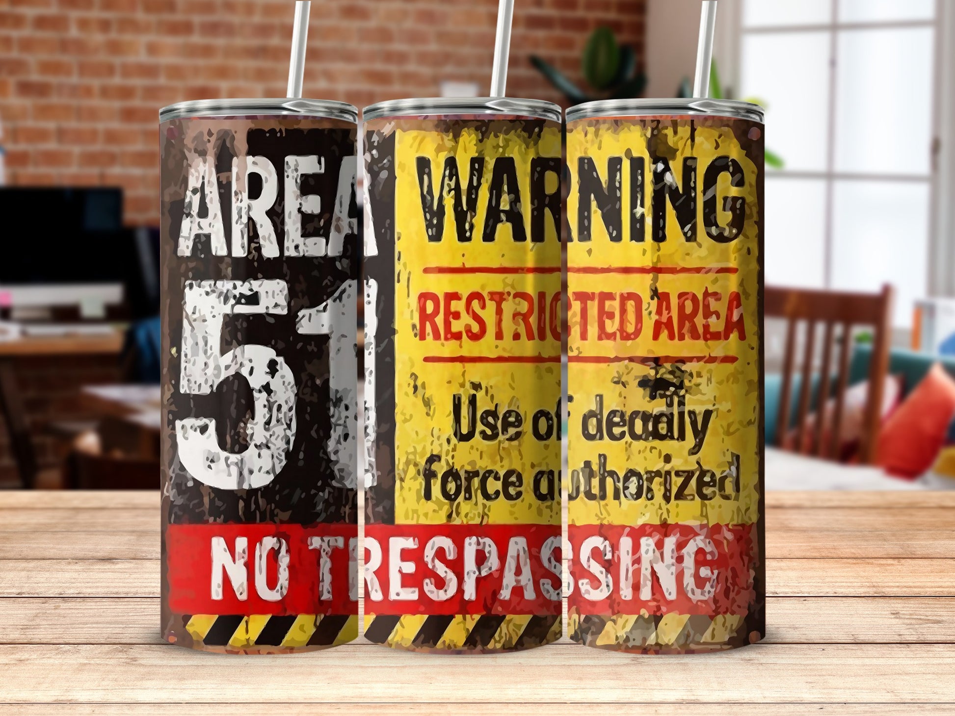 Area 51 Warning No Trespassing Tumbler Set
