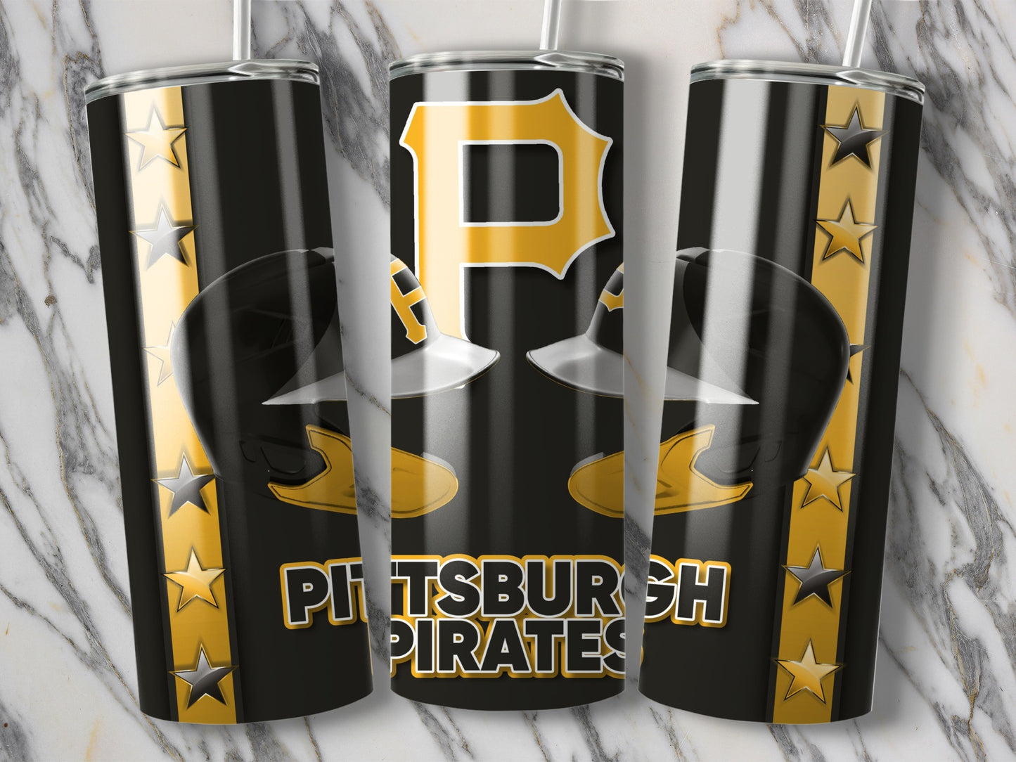 Pittsburgh Pirates Helmets P Logo In Black Gold Tumblers