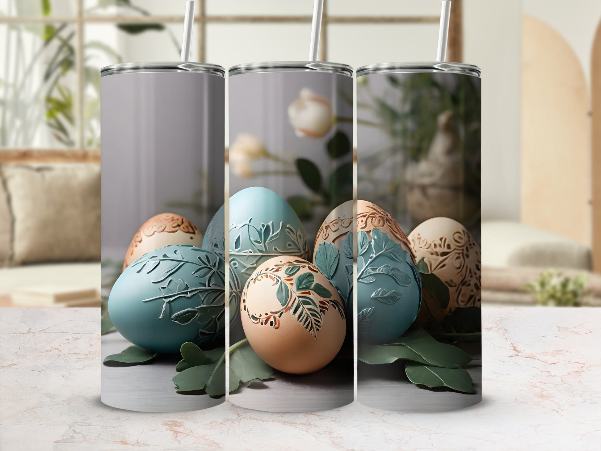 Pastel Easter Egg Designs Nature Theme Tumbler product type