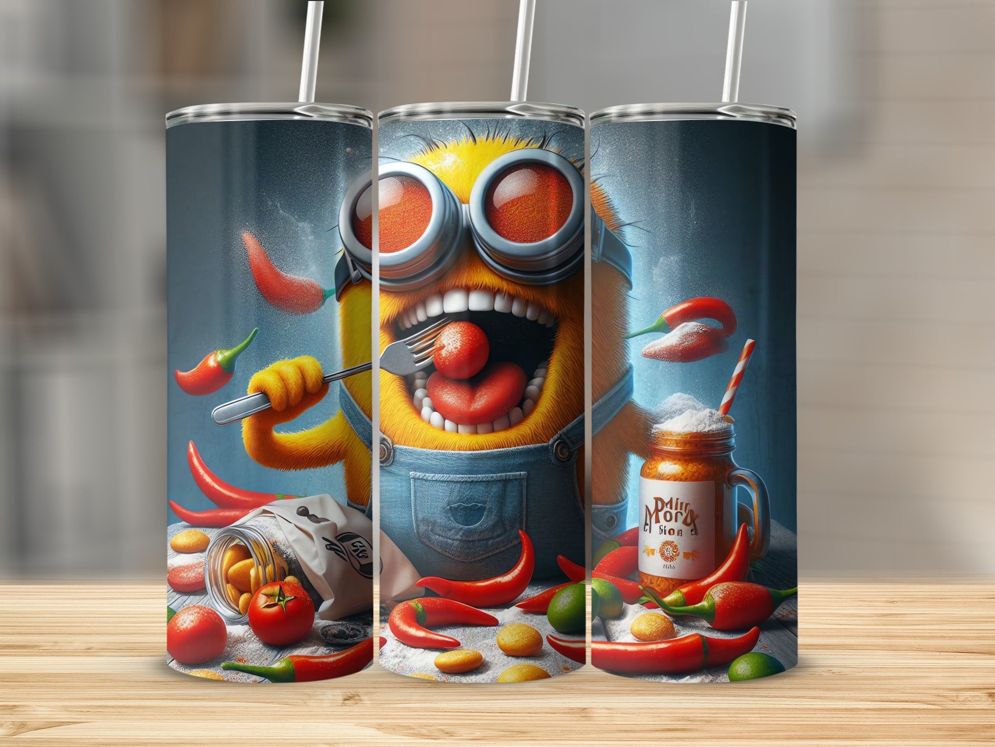 Cute Character Enjoying Spicy Food Tumbler Product