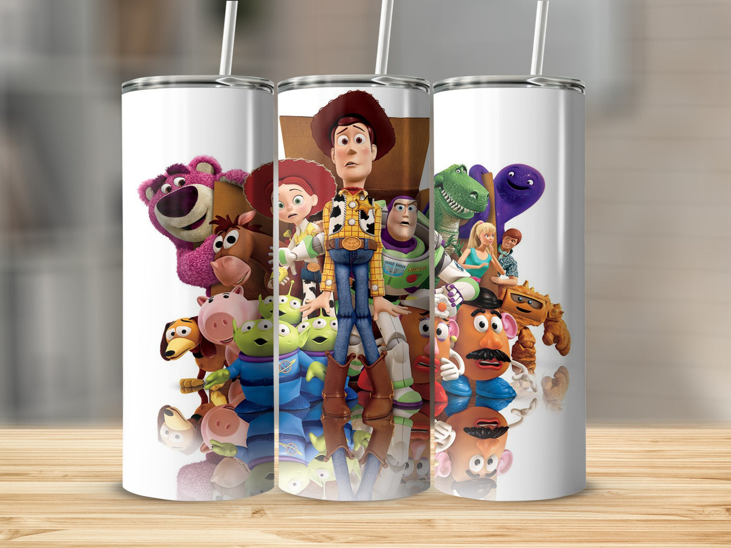 Colorful Toy Collection White Tumbler with Straw