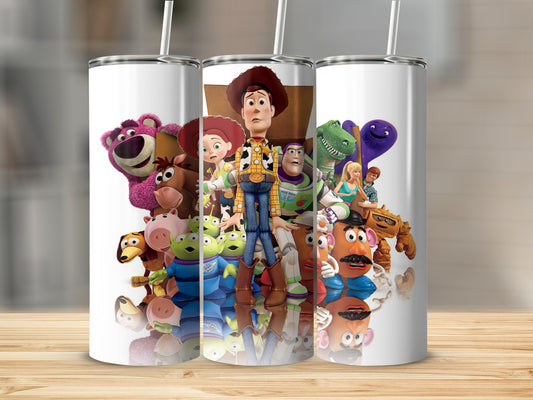 Colorful Toy Collection White Tumbler with Straw
