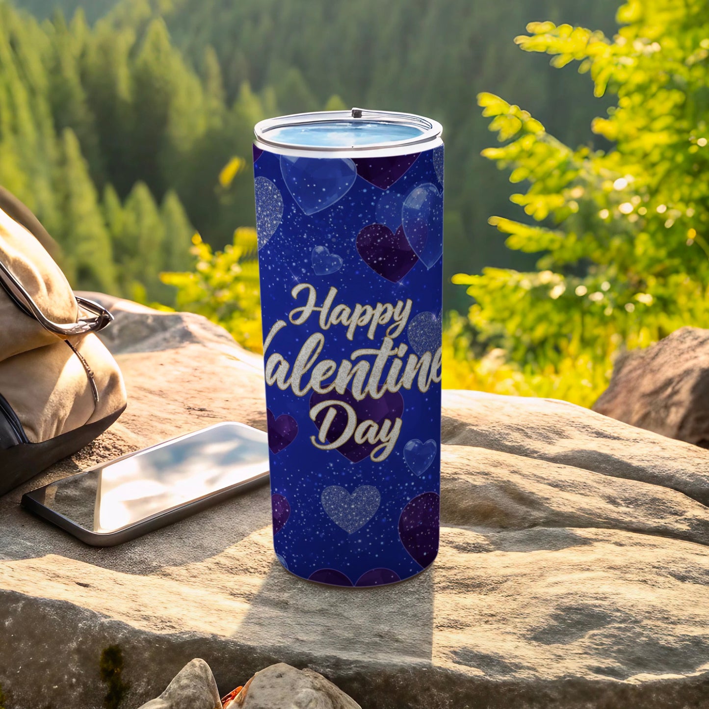 Happy Valentine Day Tumbler with Heart Design Tumbler