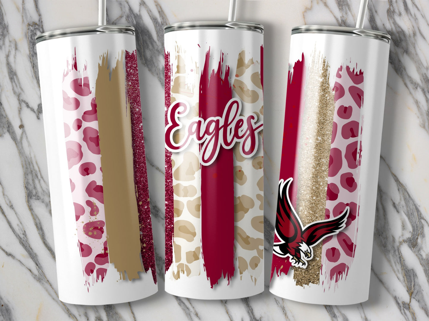 Eagles Team Maroon And Gold Brushstrokes Tumblers