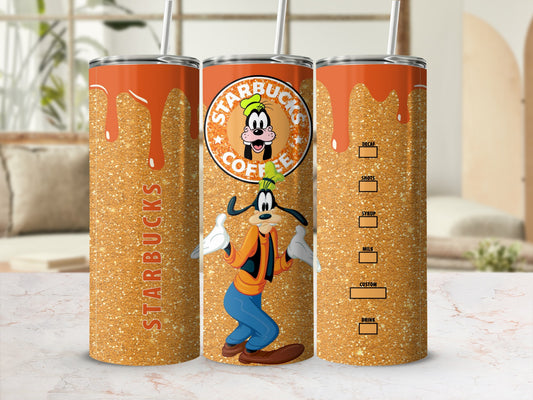 Goofy Starbucks Glitter Design Travel Mug 20oz
