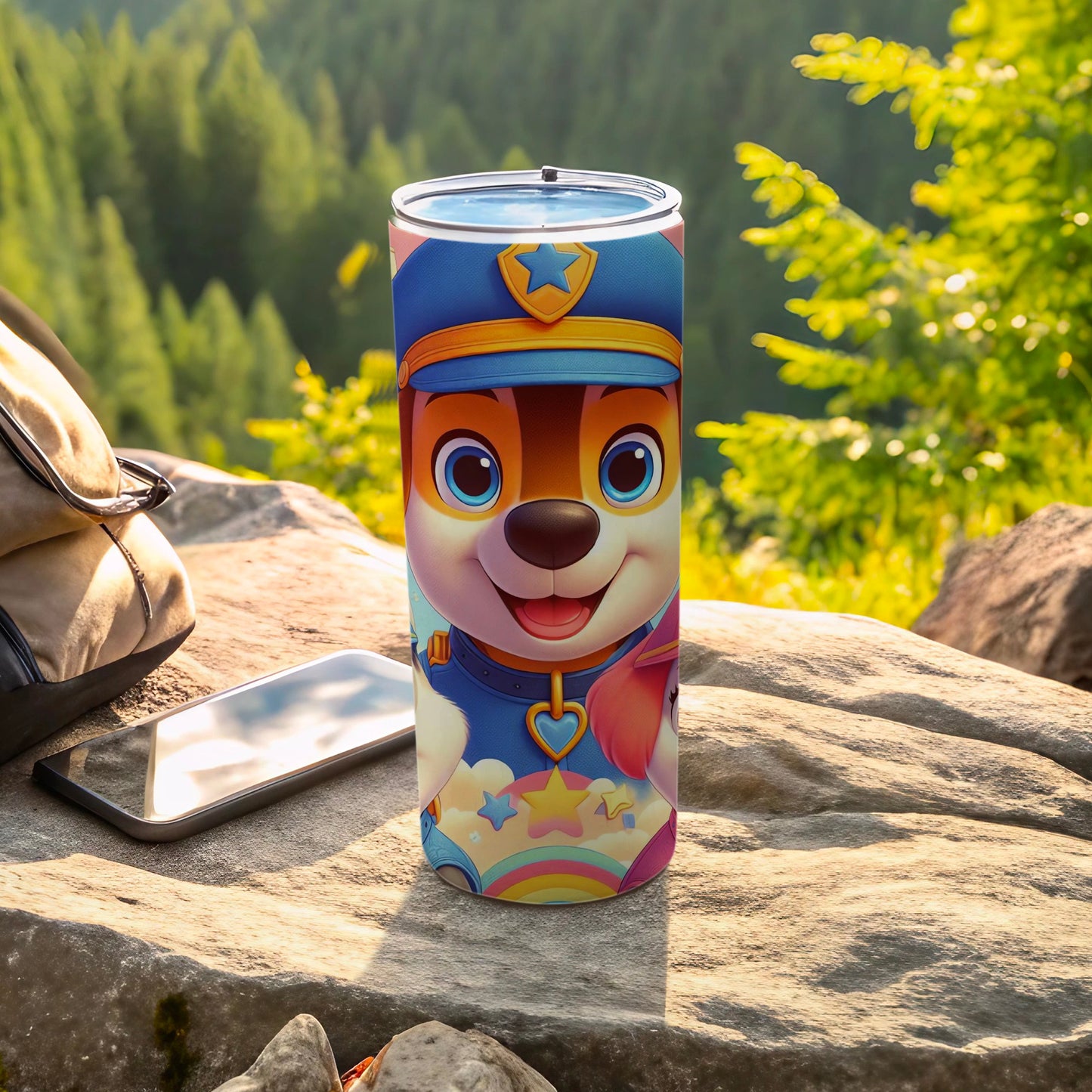 Adorable Cartoon Pup with Stars Travel Mug Cup
