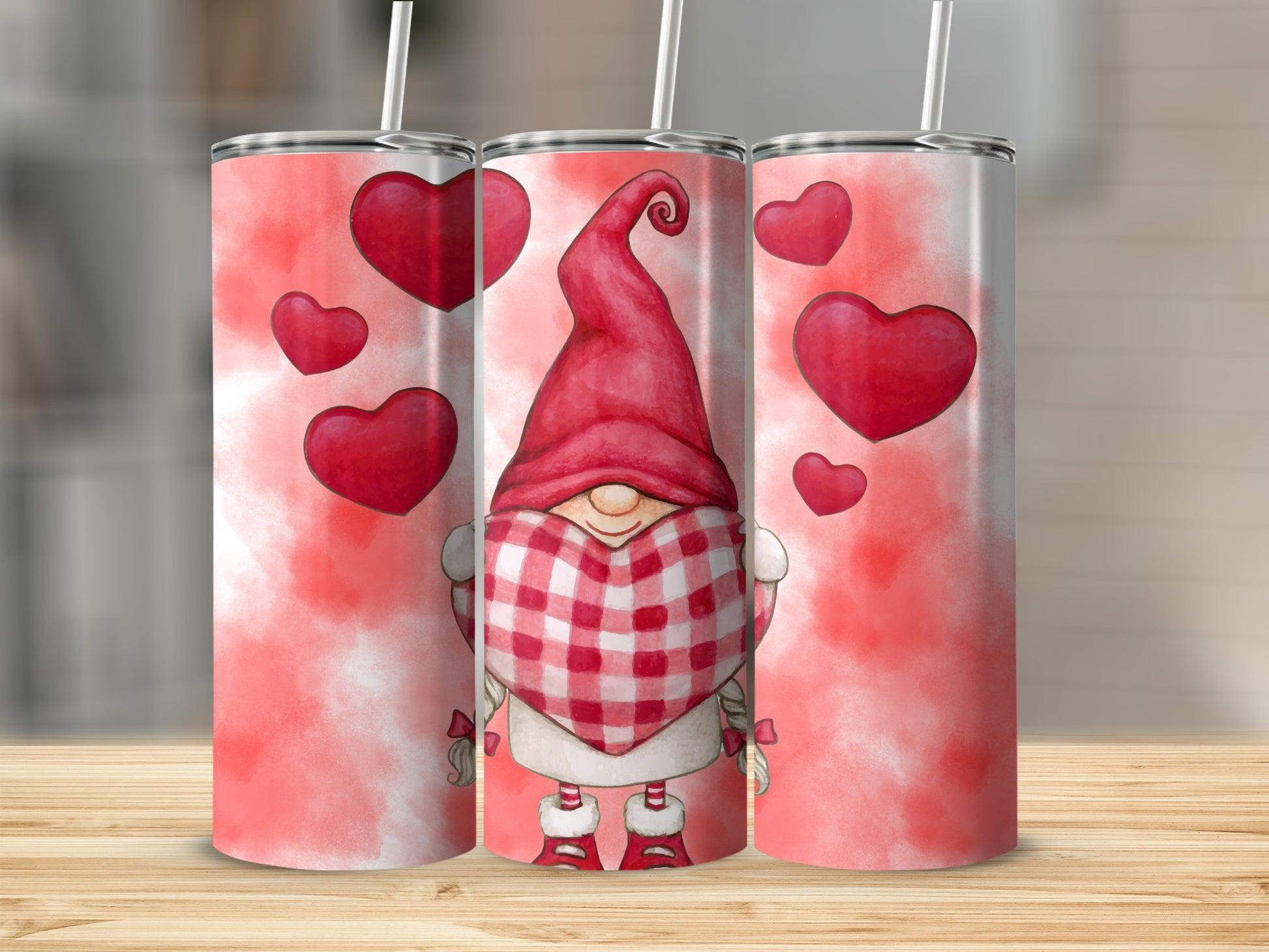 Sweet Valentine Gnome Drinkware with Heart Accents