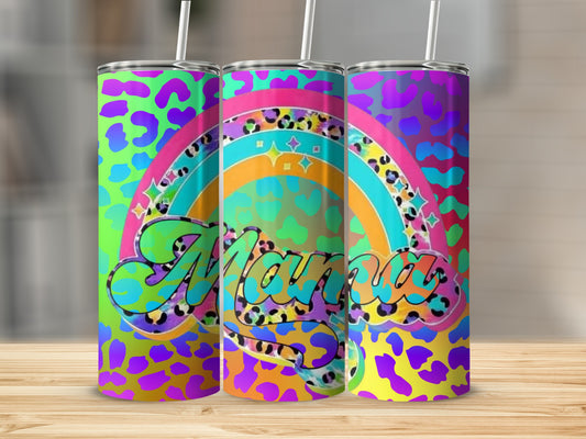 Colorful Leopard Print Rainbow Mama Tumbler