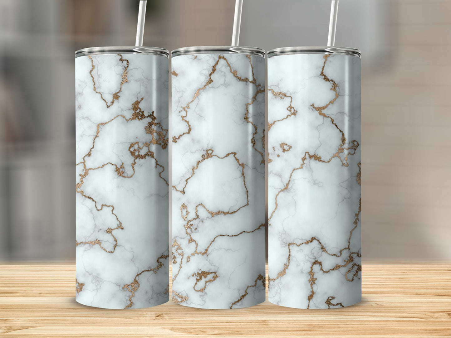 Gold Veined White Stone Texture Design Unique Tumblers