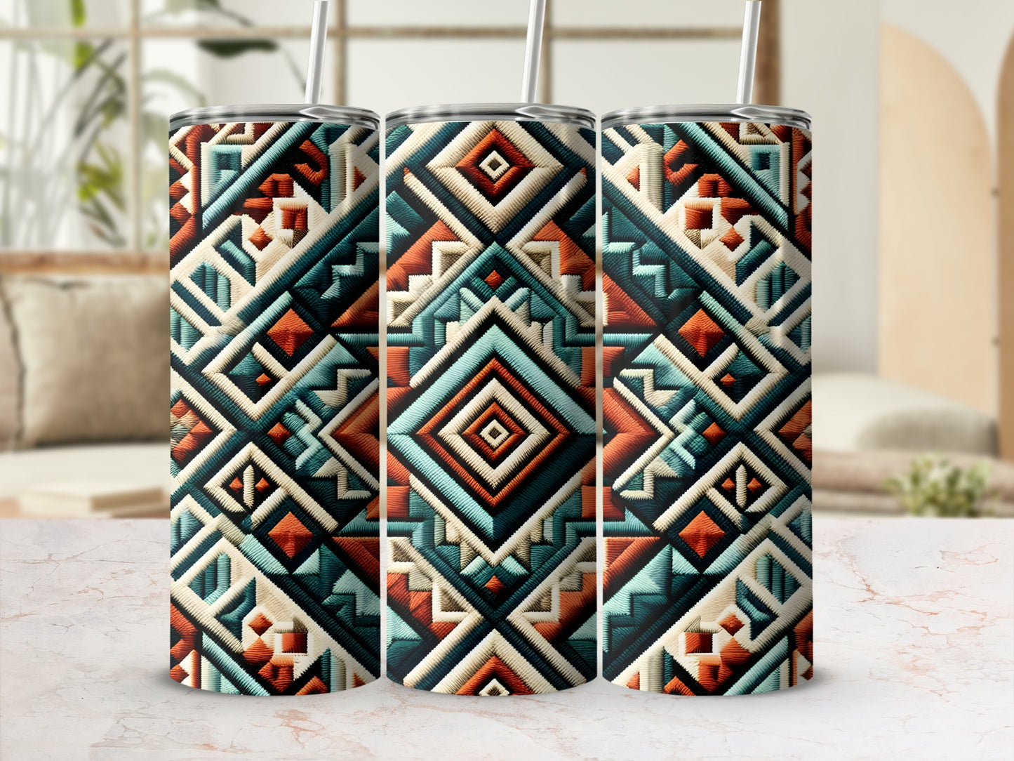 Ethnic Pattern Stainless Steel Insulated Tumbler