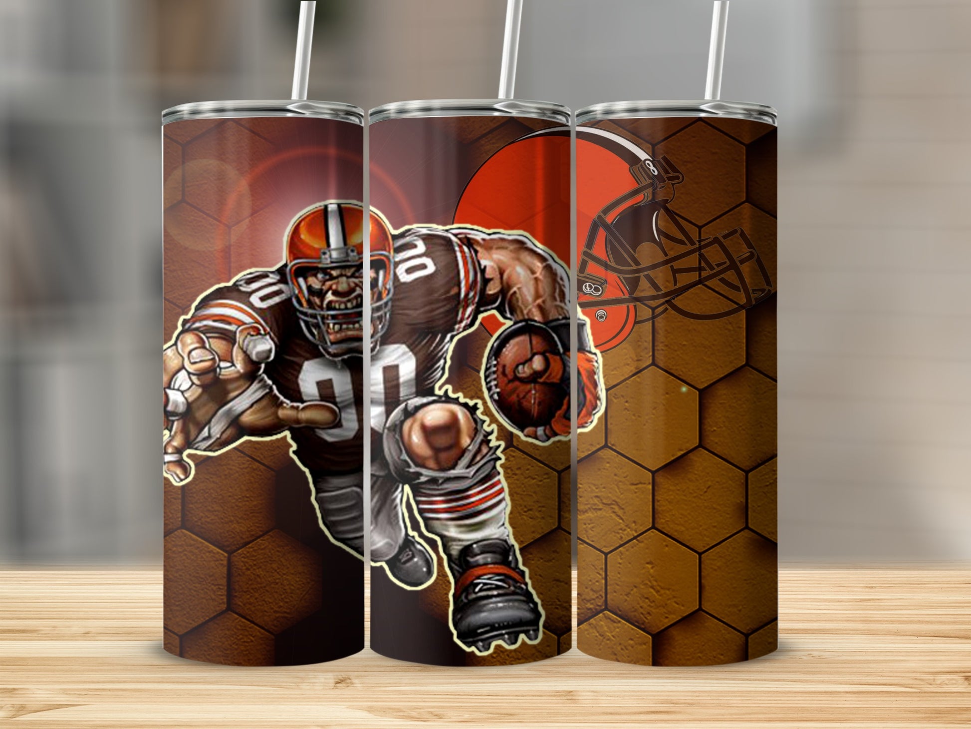 Aggressive Football Player Design with Helmet Tumbler