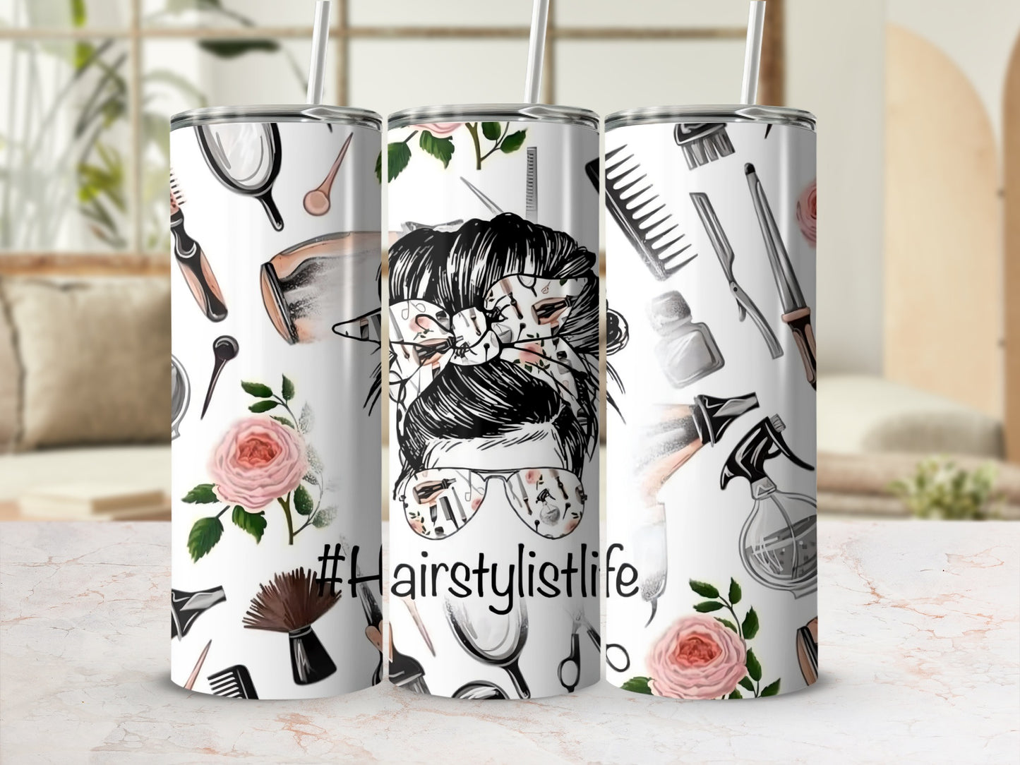 Hairstylistlife Tumbler With Unique Hair Tools Design