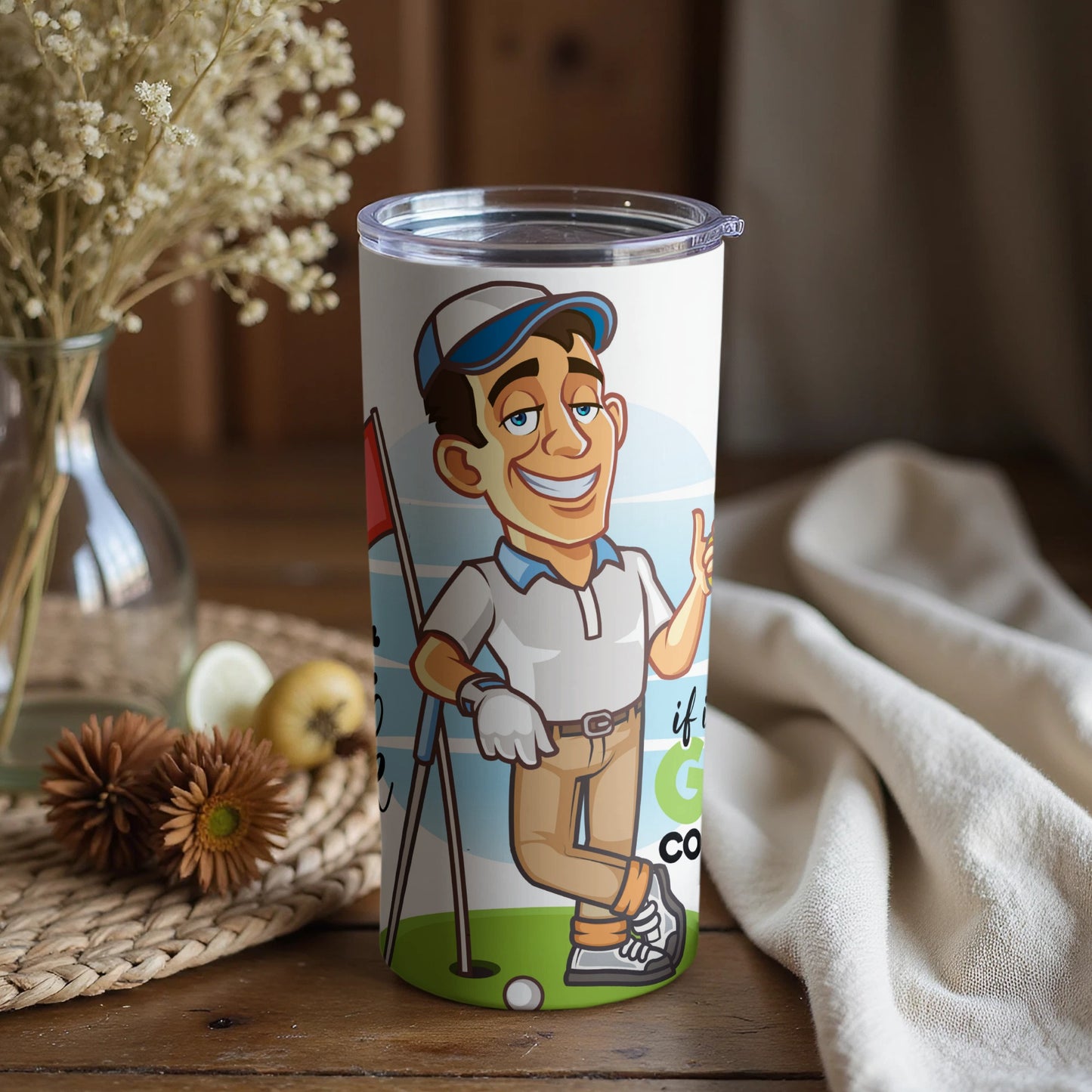 Funny Golfer Illustration on Tumbler Product