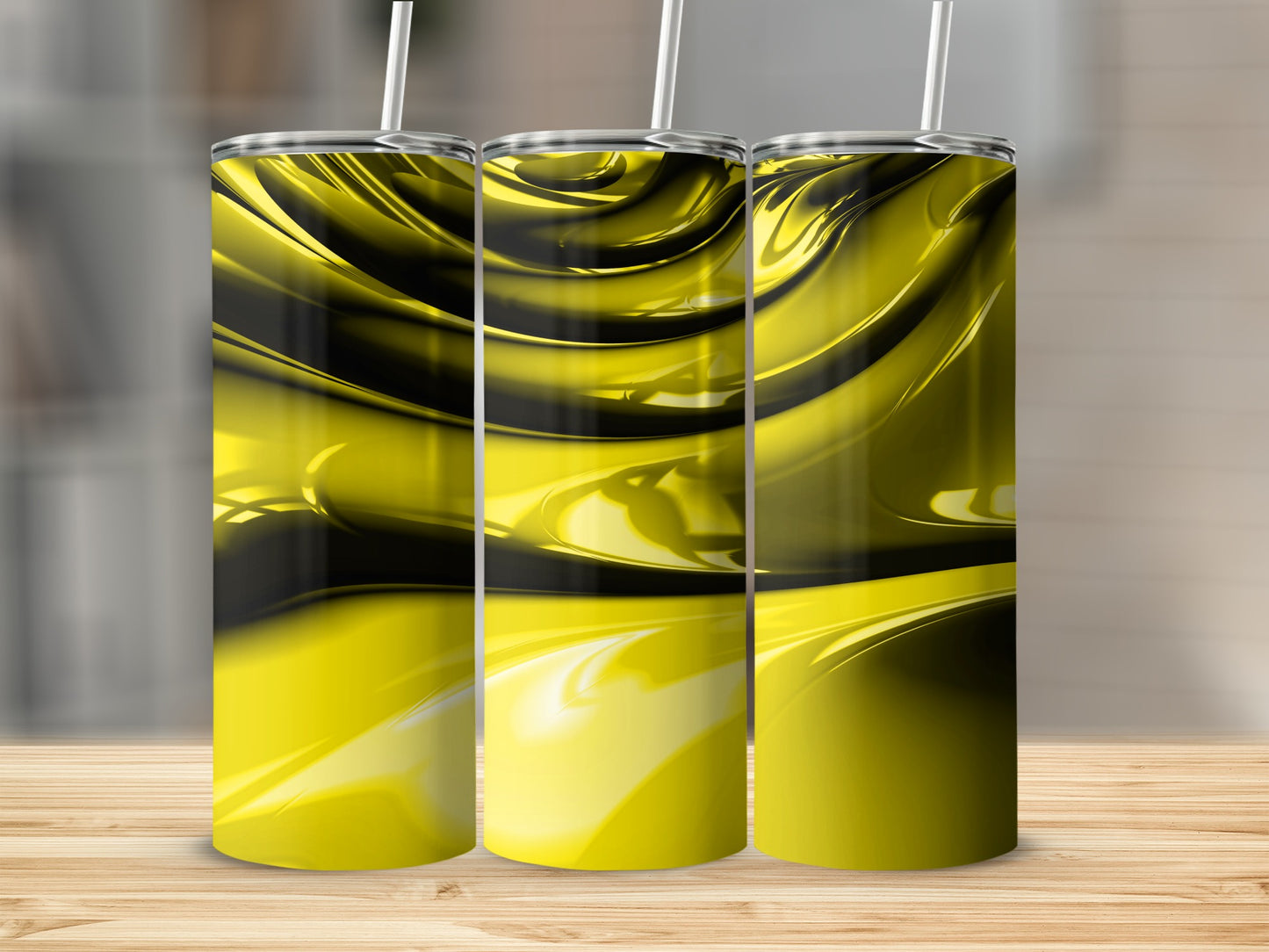 Yellow Flow Abstract Swirls Pattern Elegant Design Tumblers