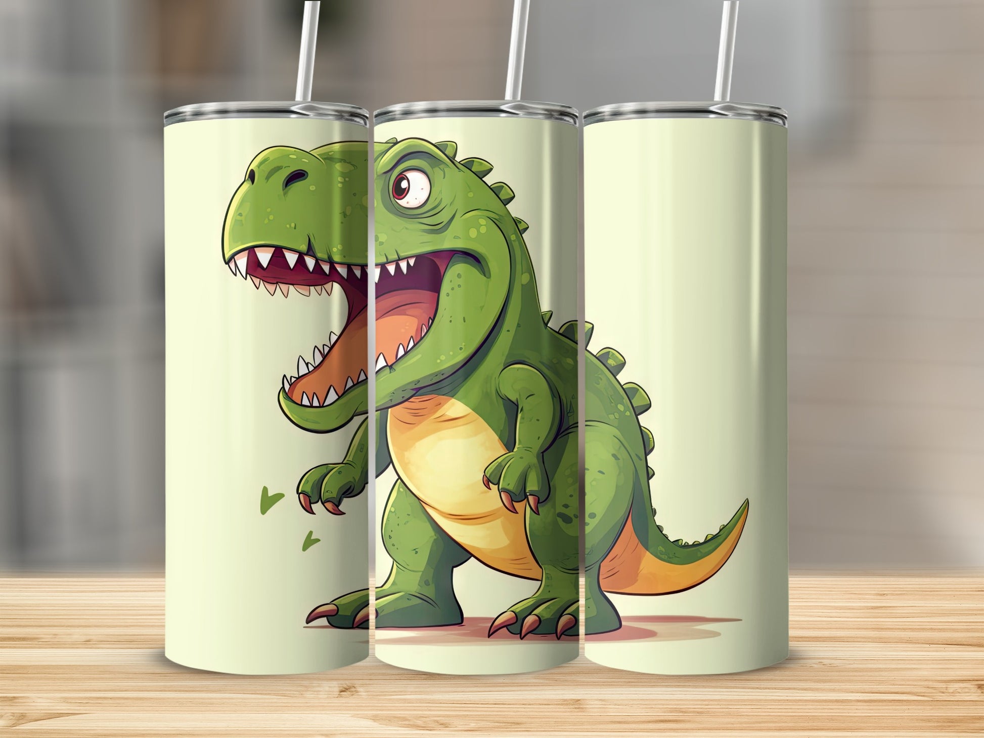Cute Cartoon Dinosaur Stainless Steel Tumbler Cups