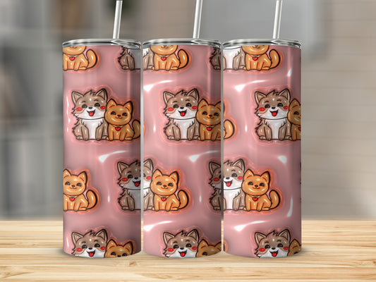 Cute Cartoon Cats Design on Pink Background Tumbler