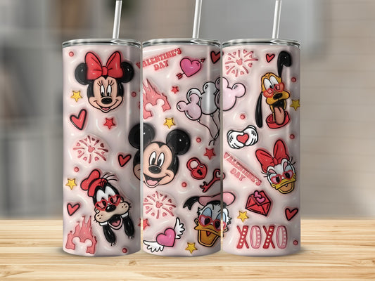 Valentine's Day Cartoon Characters Insulated Tumbler