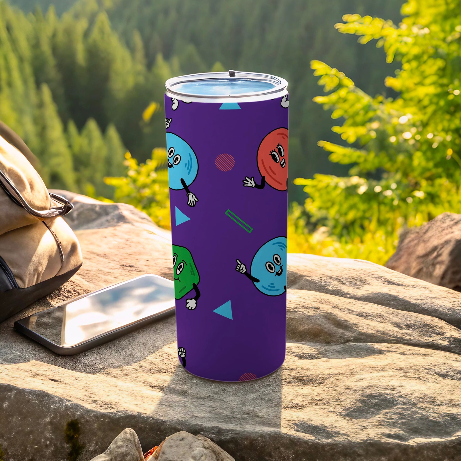 Colorful Cartoon Faces Tall Tumbler Travel Mug