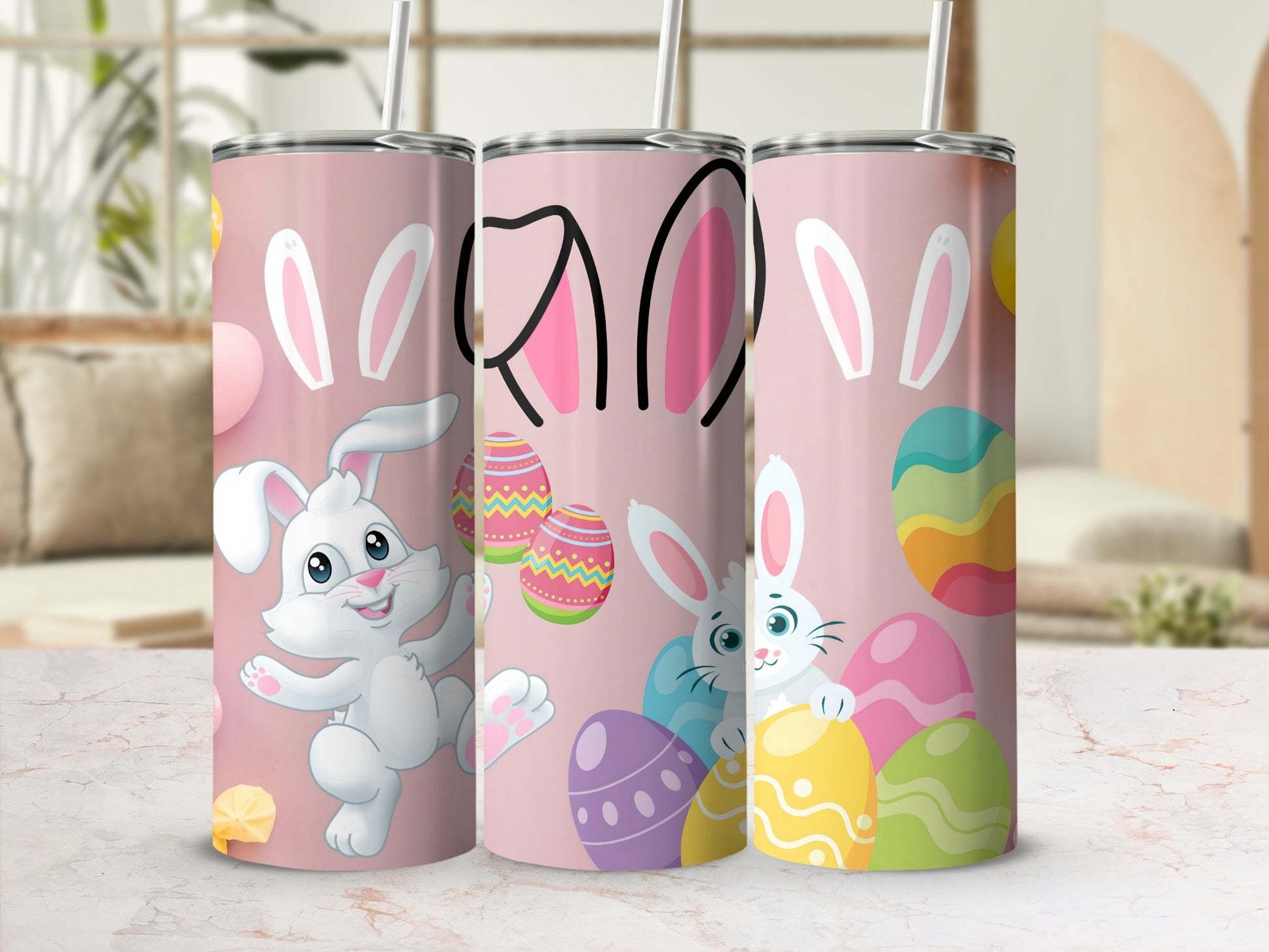 Easter Bunny and Colorful Eggs Design tumbler
