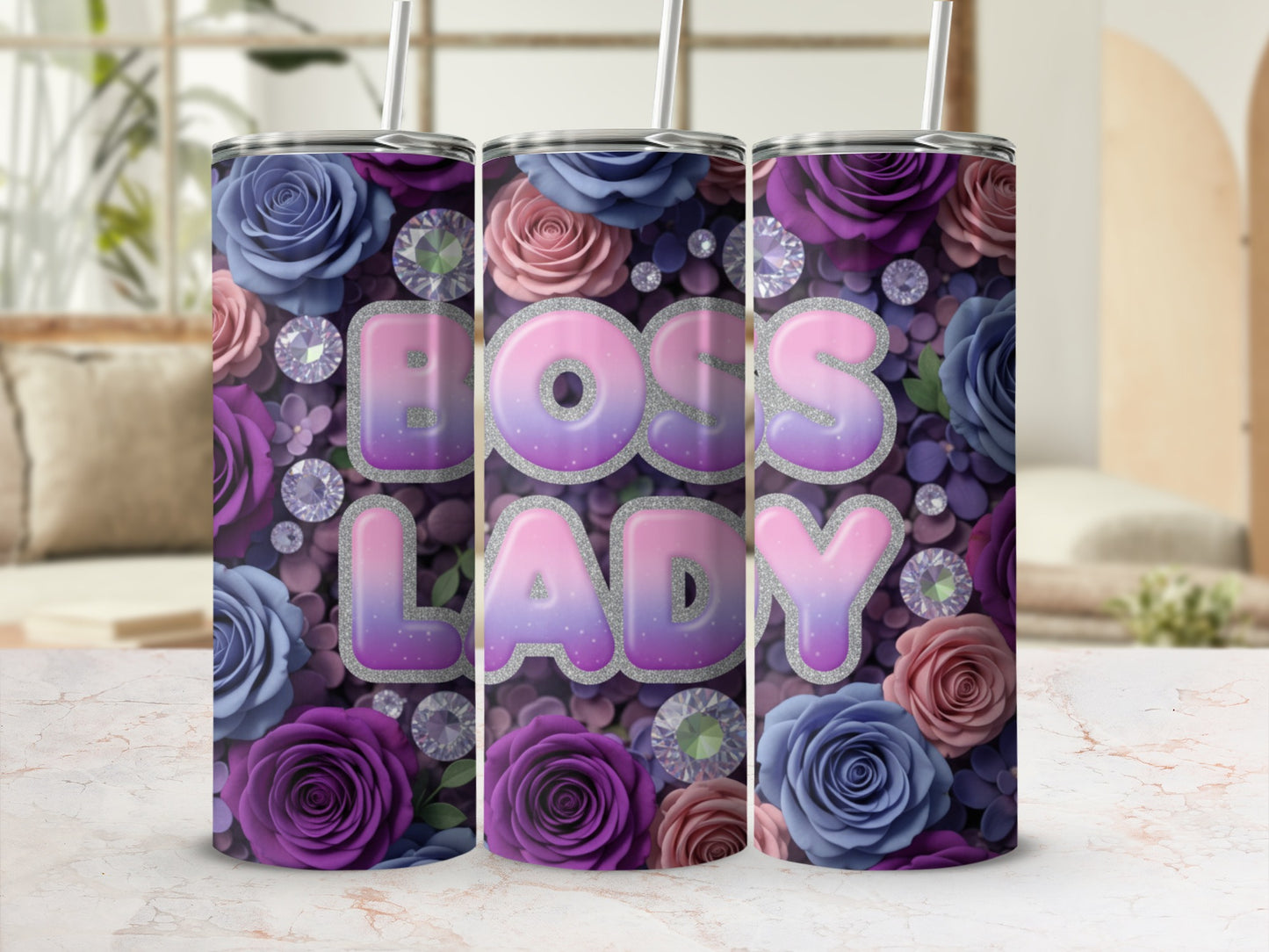 Boss Lady Floral Pattern Insulated Tumbler Cup