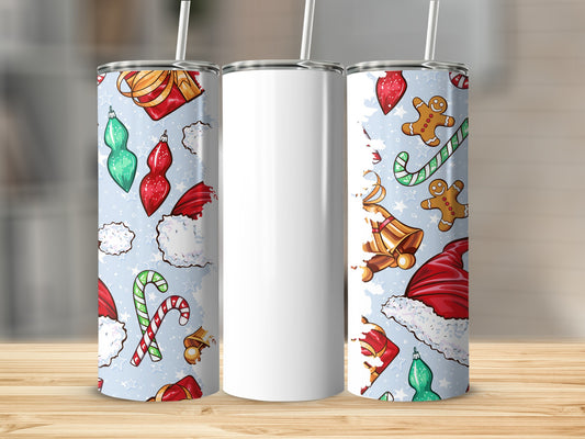Festive Holiday Patterned Tumbler with Straw