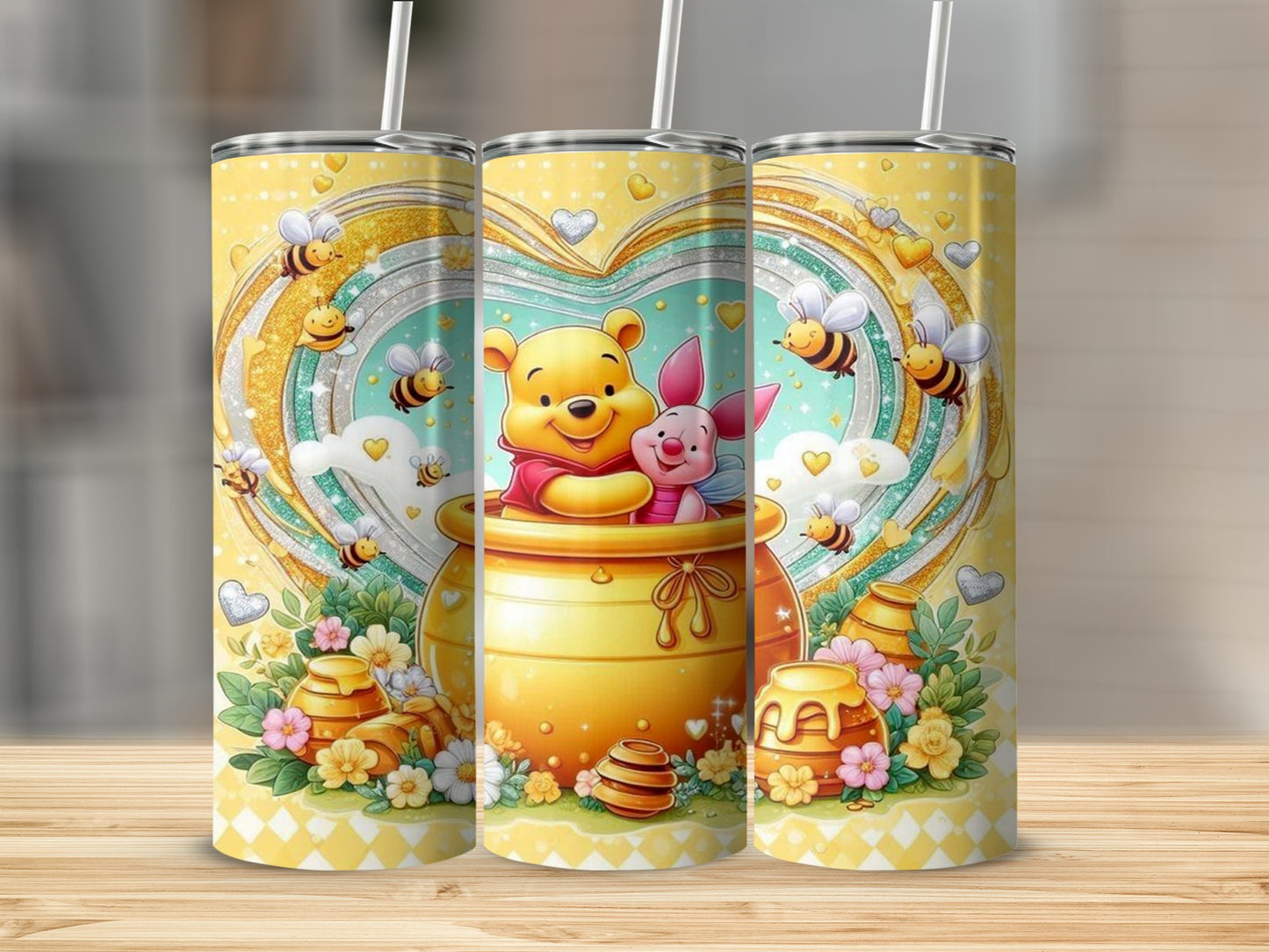 Cute Cartoon Design Heart and Bee Tumbler Product