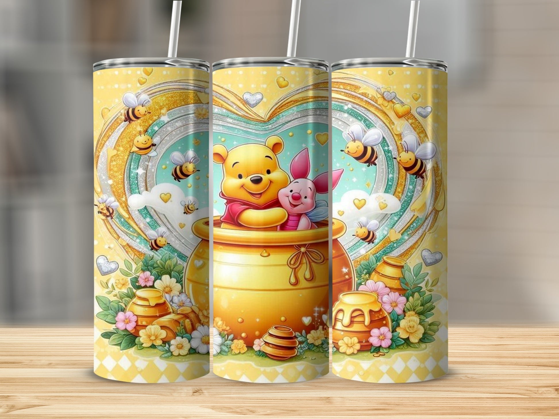 Cute Cartoon Design Heart and Bee Tumbler Product