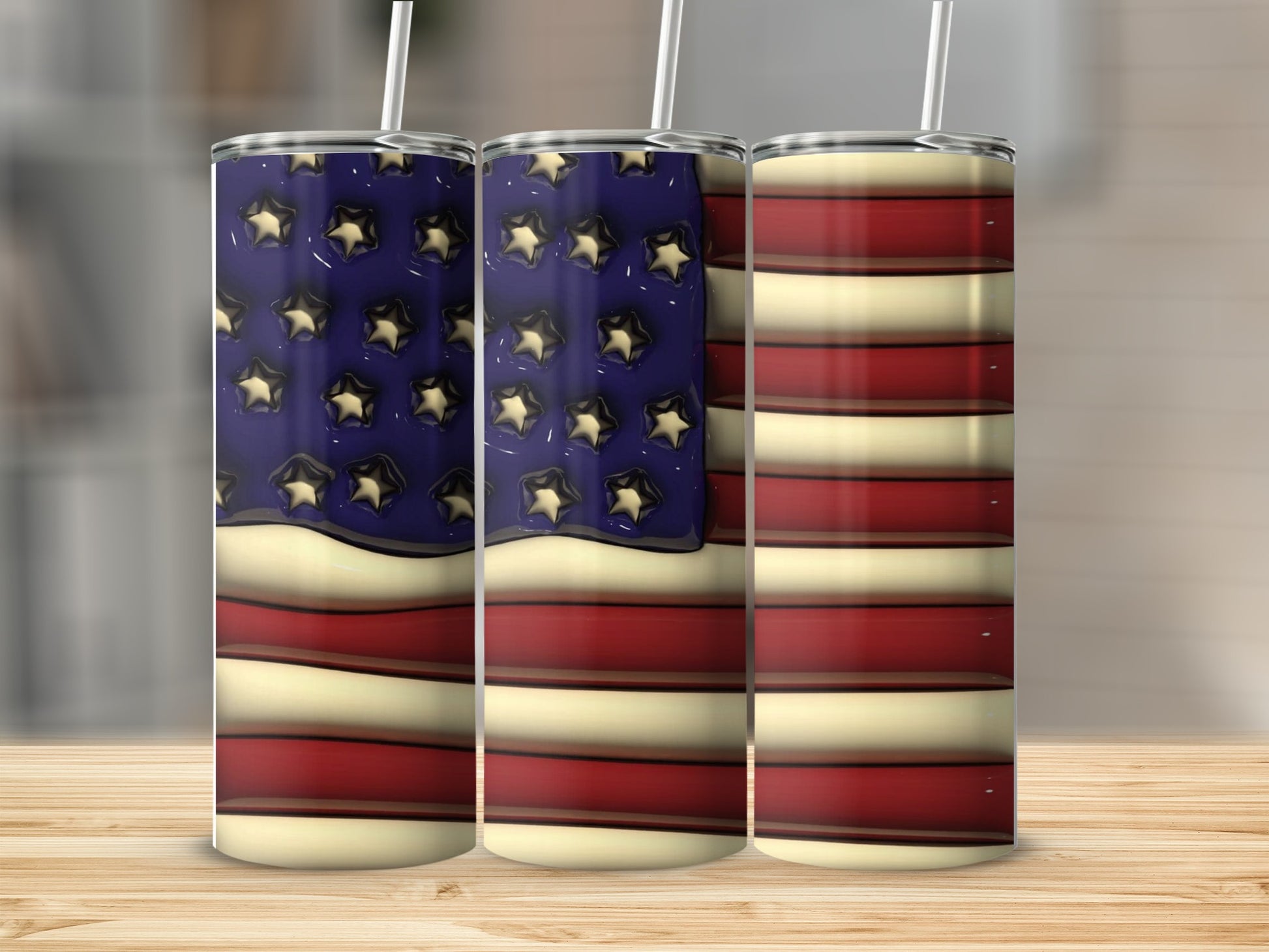 American Flag Tumblers with Stars and Stripes Design