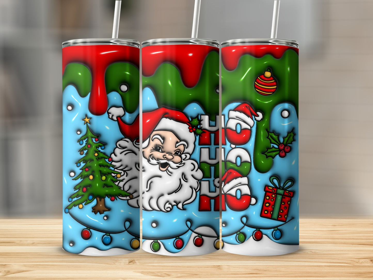 Santa Claus and Christmas Tree Tumbler Cup