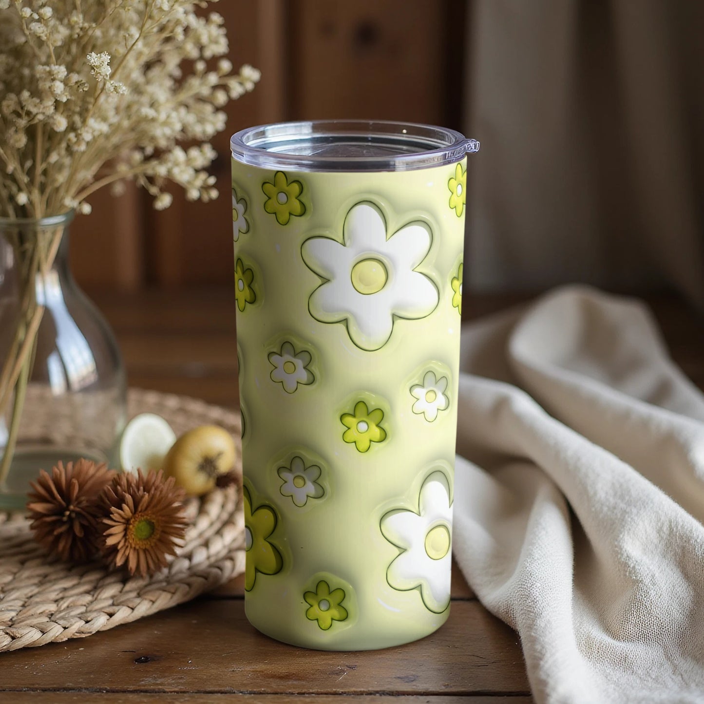 Floral Patterned Tumbler with Flowers Design
