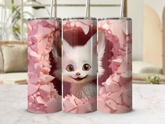 Cute White Fox with Pink Crystals Tumbler Product