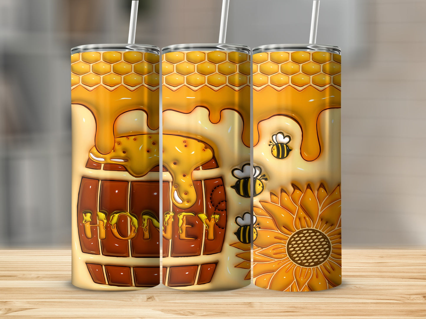 Honey and Sunflower Themed Tumbler Cup