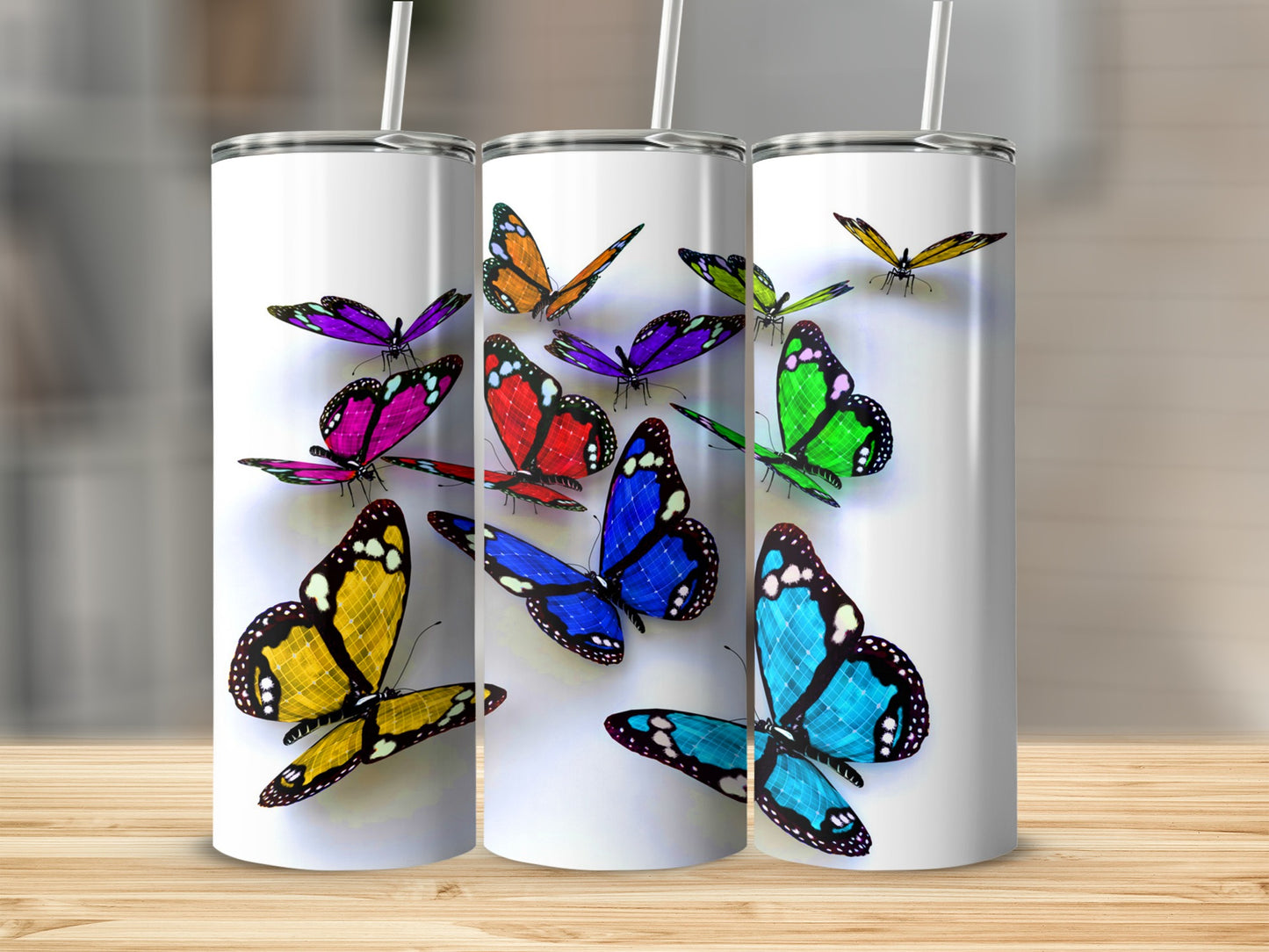 Colorful Monarch Butterflies Collection in Flight Tumblers