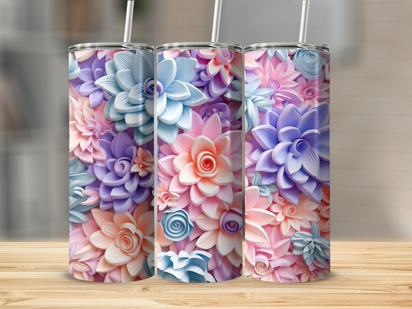Colorful Floral Design Vacuum Insulated Tumbler