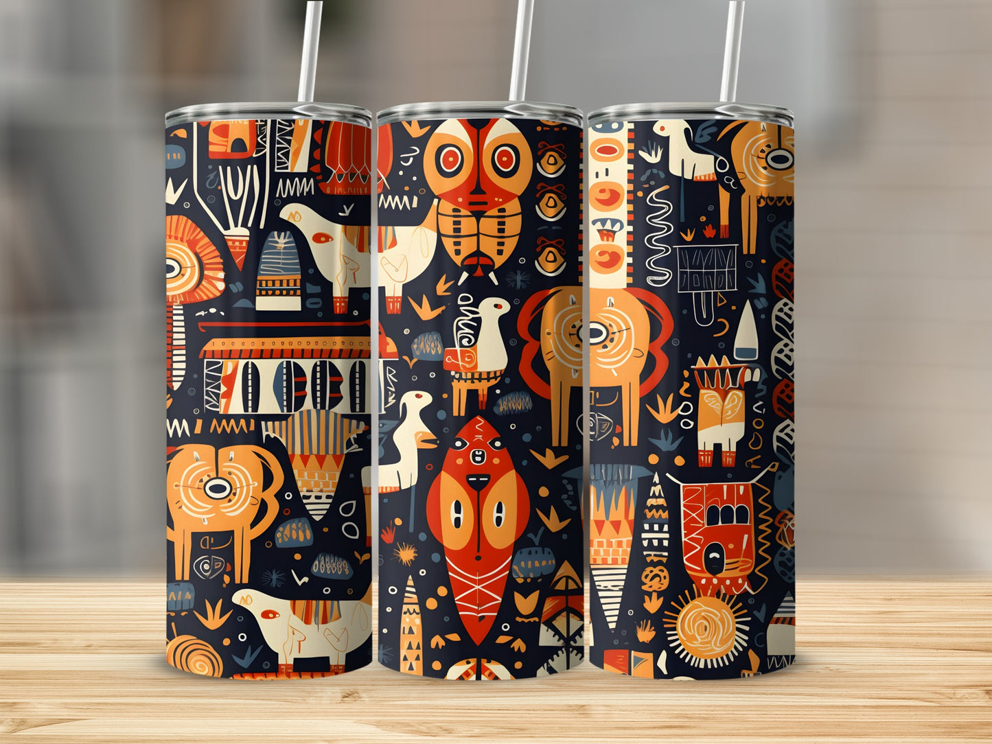 Colorful Abstract Animals Pattern Insulated Tumbler