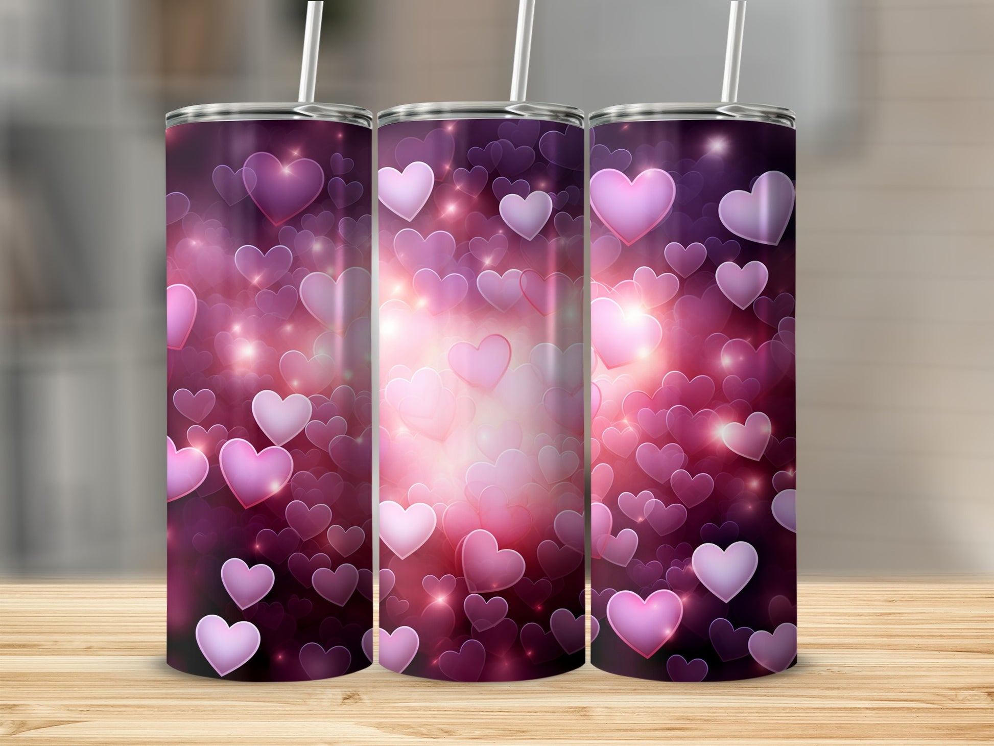 Romantic Purple Heart Pattern Design Tumbler product