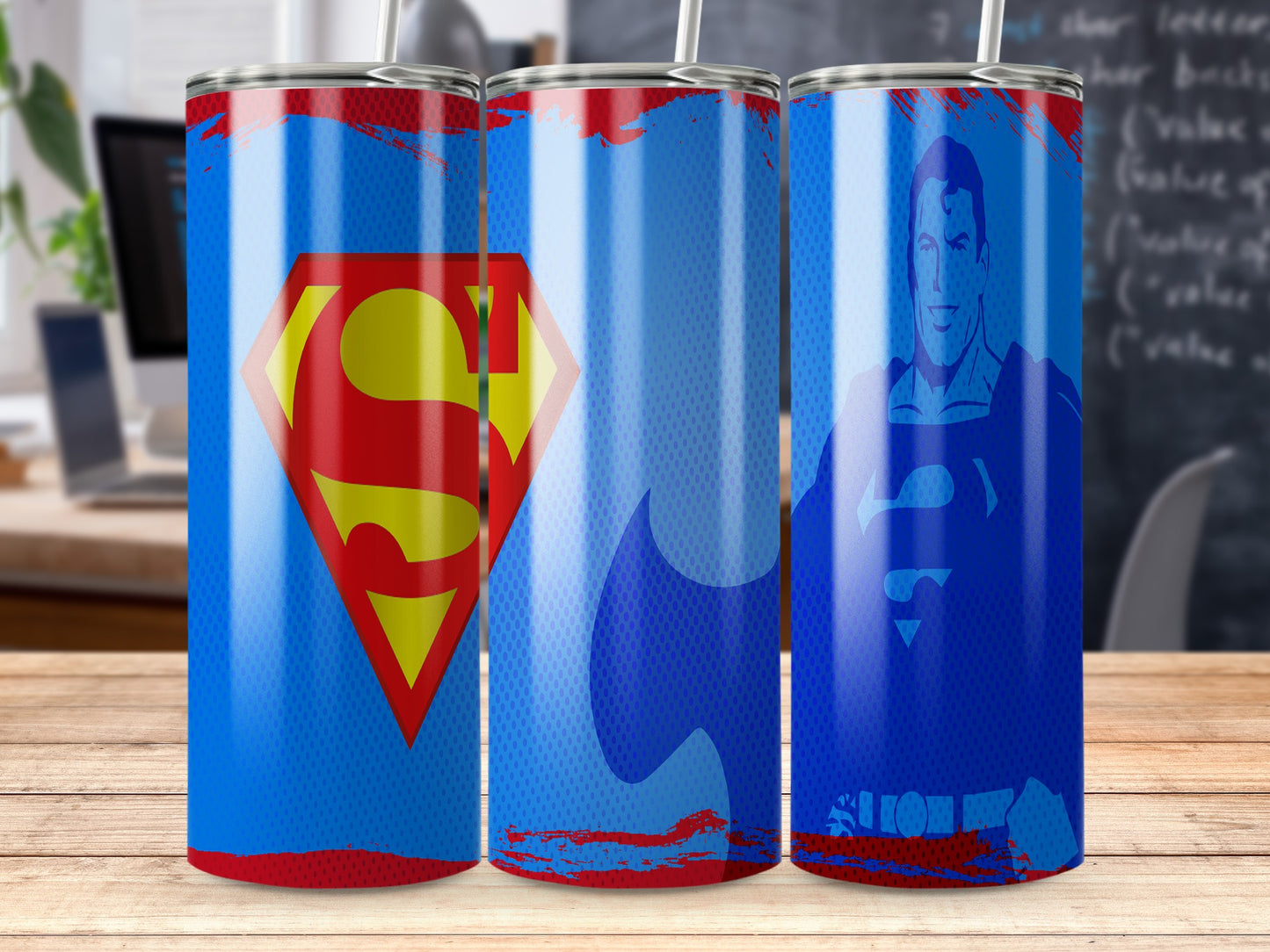 Superman Symbol With Blue Background Design Tumblers
