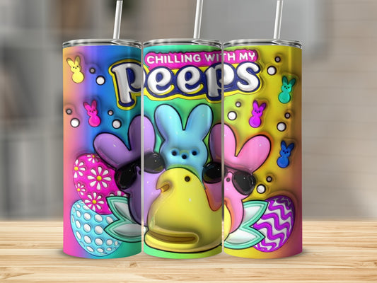 Chilling With My Peeps Easter Chick Bunny Tumbler