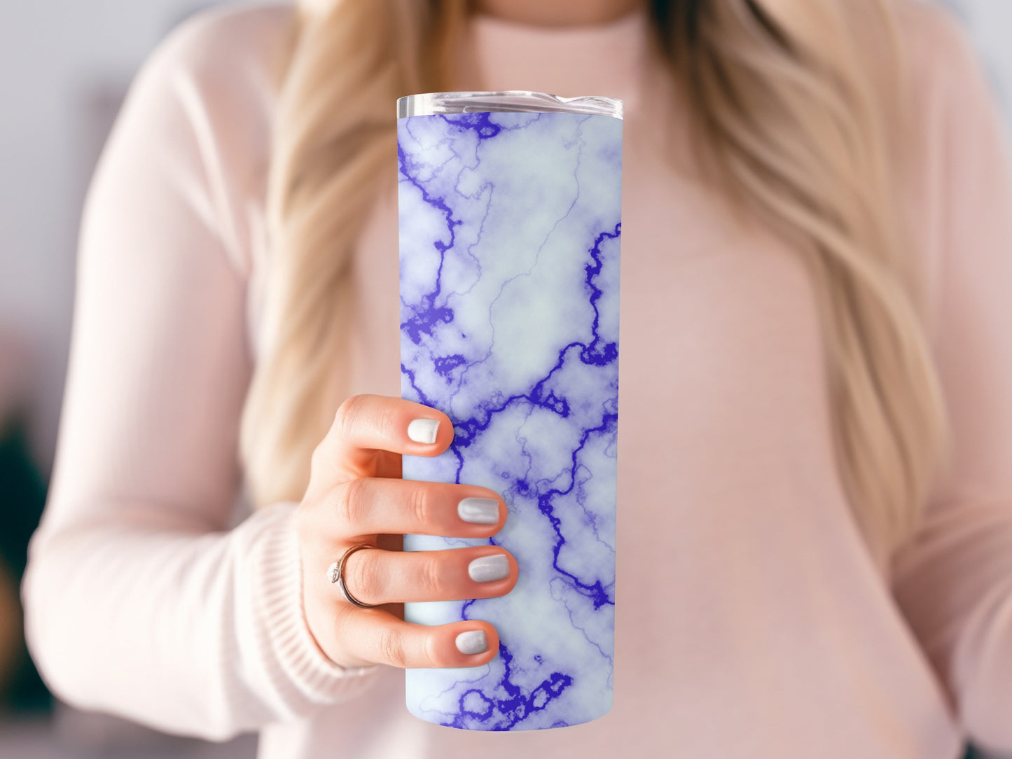 Blue Veins On White Tumblers Unique Abstract Design