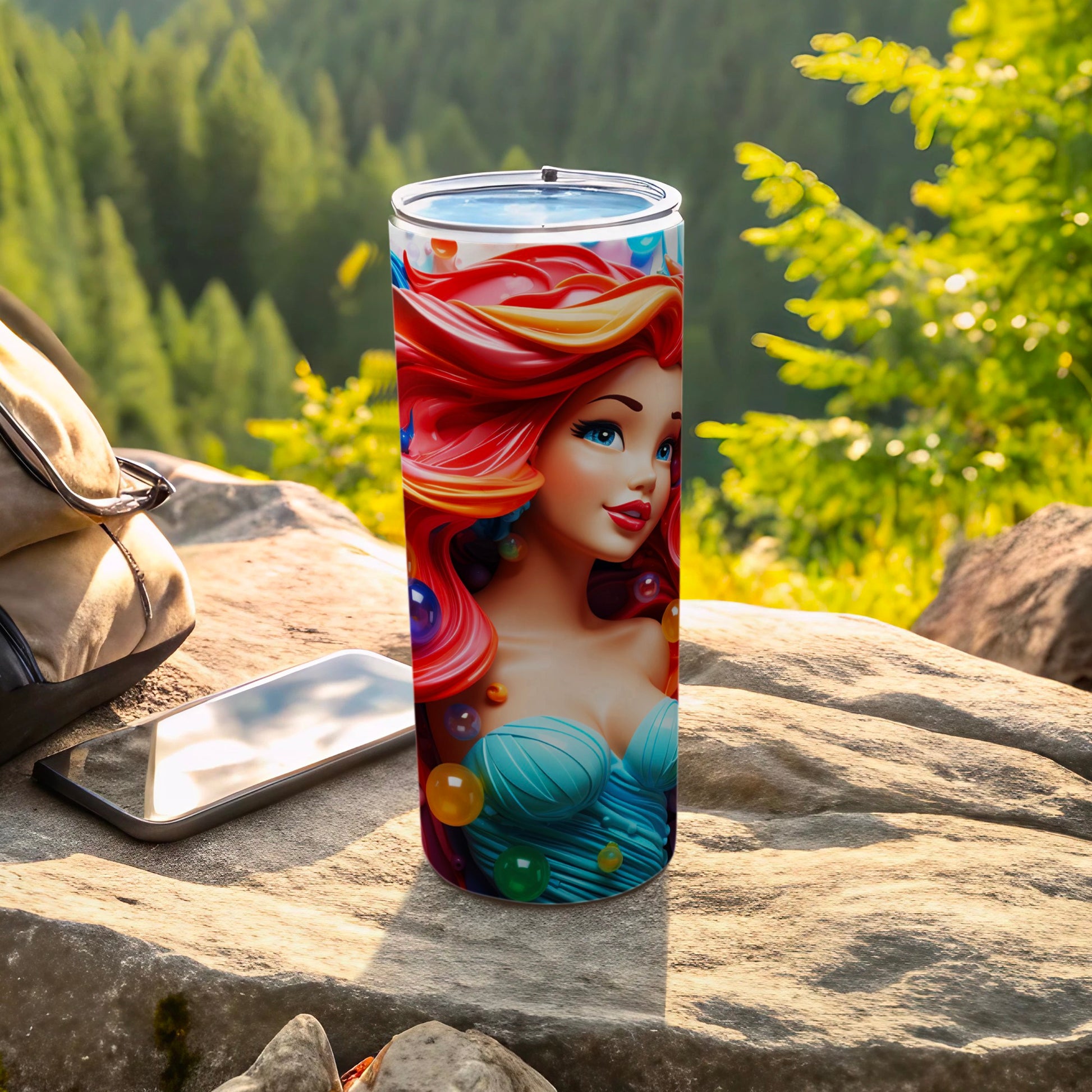 Vibrant Colorful Design Tumbler Featuring Mermaid Artwork