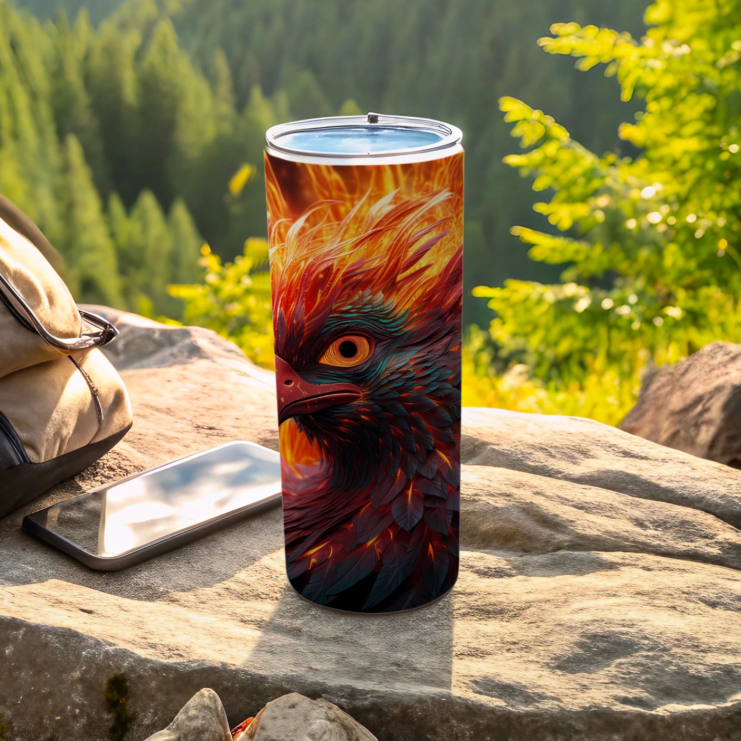 Fiery Phoenix Head Art Design Tumbler product type
Phoenix tumbler
Fiery bird art
Mythical creature
Fantasy design
Vibrant drinkware
Eagle head art
Artistic tumbler
Custom tumbler
Insulated cup
Beverage holder
Unique gift
Outdoor gear
Travel tumbler
Mountain scene
Nature inspired
Bird of fire
Rebirth symbol
Colorful design
Eye catching
Adventure style